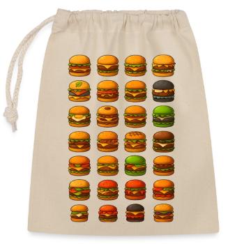 Diverse burger designs for food lovers - Closable cotton gift bag (25x30cm) - nature - Front