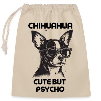 Chihuahua Niedlich, aber Psycho - Verschließbarer Geschenkbeutel aus Baumwolle (25x30cm) - Natur - Vorne