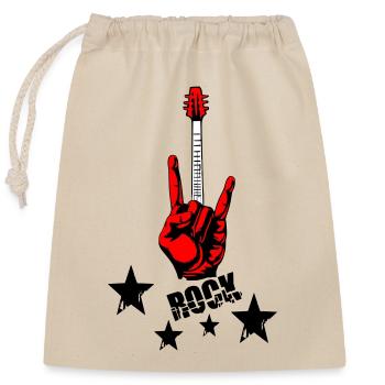 Main rock et manche de guitare - Sac cadeau en coton avec cordon (25 x 30 cm) - nature - Devant