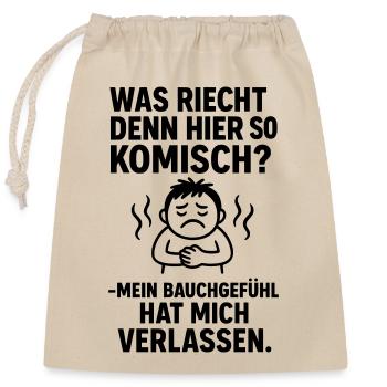 Bauchgefühl Pups Furz Lustig  - Verschließbarer Geschenkbeutel aus Baumwolle (25x30cm) - Natur - Vorne