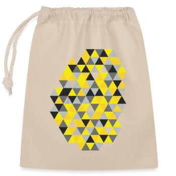 Geometrisches Triangelmuster Sunny Yellow  - Verschließbarer Geschenkbeutel aus Baumwolle (25x30cm) - Natur - Vorne