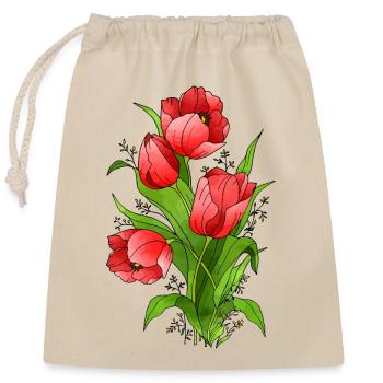 Fleur - Sac cadeau en coton avec cordon (25 x 30 cm) - nature - Devant