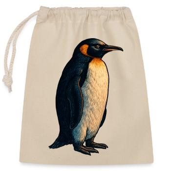Penguin illustration with warm contrast - Closable cotton gift bag (25x30cm) - nature - Front