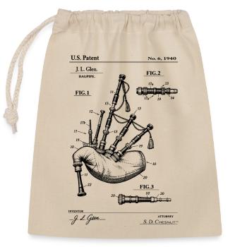 medieval bagpipe blueprint design T-Shirt - Closable cotton gift bag (25x30cm) - nature - Front