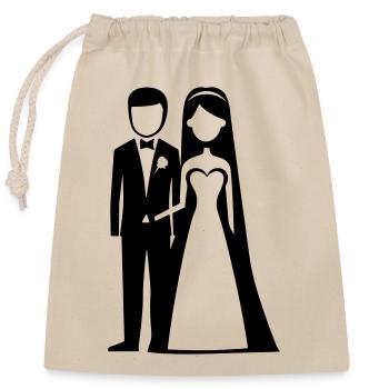 Mariée et marié - Sac cadeau en coton avec cordon (25 x 30 cm) - nature - Devant
