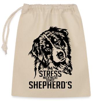 AUSTRALIAN SHEPHERD stress mich nicht Wilsigns - Verschließbarer Geschenkbeutel aus Baumwolle (25x30cm) - Natur - Vorne