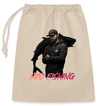 Pro Fishing Angler Logo - Closable cotton gift bag (25x30cm) - nature - Front