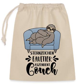 Sternzeichen Faultier Aszendent Couch Lustige - Verschließbarer Geschenkbeutel aus Baumwolle (25x30cm) - Natur - Vorne