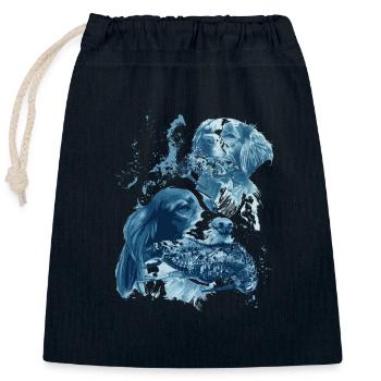 Hunting Hunter Hunting Dog - Closable cotton gift bag (25x30cm) - navy - Front