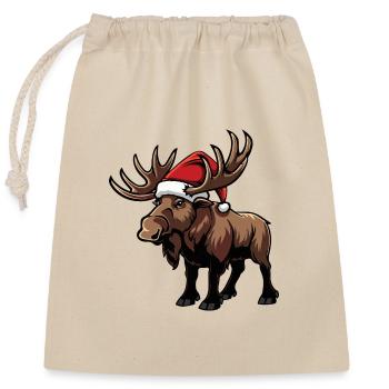 Moose Christmas - Closable cotton gift bag (25x30cm) - nature - Front