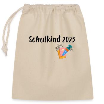 Schulkind 2023 - Verschließbarer Geschenkbeutel aus Baumwolle (25x30cm) - Natur - Vorne