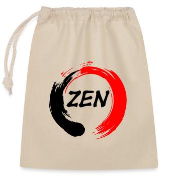 Zen geschrieben in enso zen Kreis rot und schwarz - Verschließbarer Geschenkbeutel aus Baumwolle (25x30cm) - Natur - Vorne
