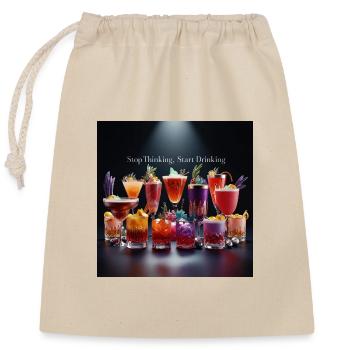 Cocktails mit Humorvollen Text - Verschließbarer Geschenkbeutel aus Baumwolle (25x30cm) - Natur - Vorne