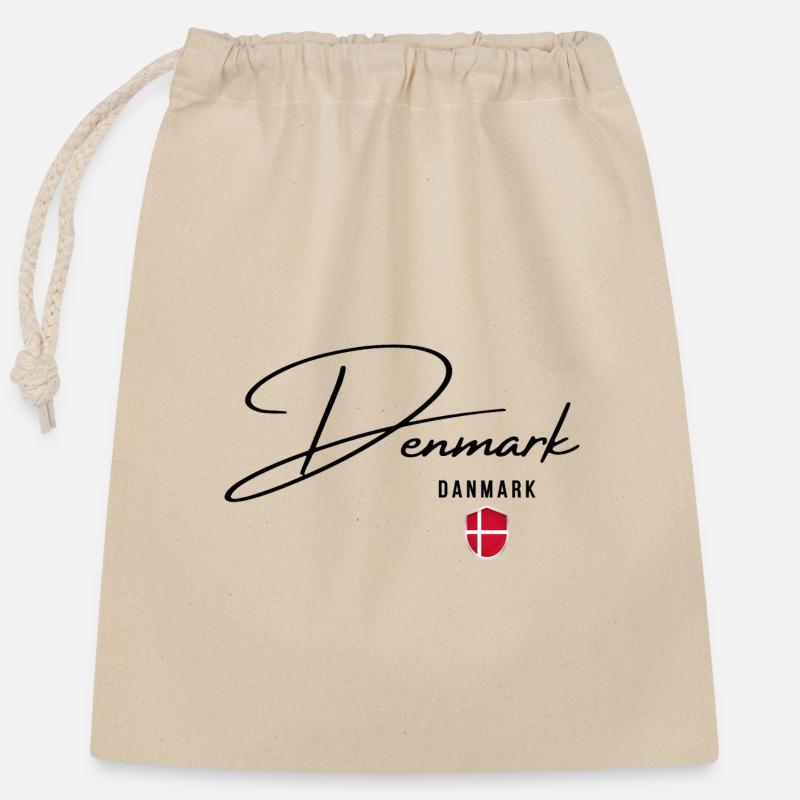 Flag of Denmark, Danish pride - Closable cotton gift bag (25x30cm) - nature