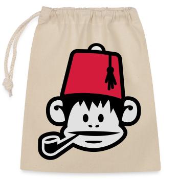 monkey fez ape primat affe pipe smoker - Sac cadeau en coton avec cordon (25 x 30 cm) - nature - Devant