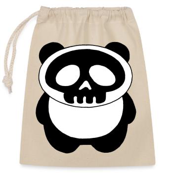 Tête de mort panda - Sac cadeau en coton avec cordon (25 x 30 cm) - nature - Devant