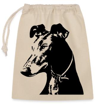 Galgo Kopf - Verschließbarer Geschenkbeutel aus Baumwolle (25x30cm) - Natur - Vorne