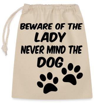 Faites attention à la dame pas au chien, aux chiens femme * - Sac cadeau en coton avec cordon (25 x 30 cm) - nature - Devant