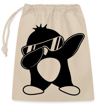 Pinguin Dab Lustig - Verschließbarer Geschenkbeutel aus Baumwolle (25x30cm) - Natur - Vorne