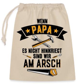 PAPA AM ARSCH REPARIEREN WERKZEUG - Verschließbarer Geschenkbeutel aus Baumwolle (25x30cm) - Natur - Vorne
