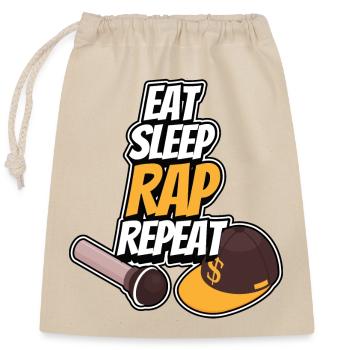 Manger - Dormir - Rapper - Répéter - Sac cadeau en coton avec cordon (25 x 30 cm) - nature - Devant