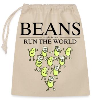 Dicton végétalien bean cool - Sac cadeau en coton avec cordon (25 x 30 cm) - nature - Devant