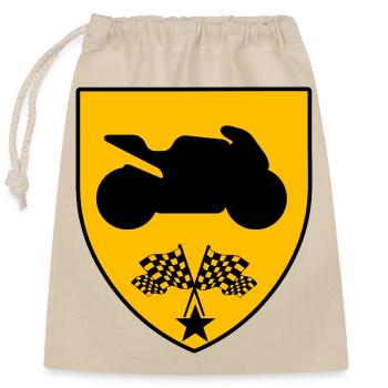 Motorrad - Verschließbarer Geschenkbeutel aus Baumwolle (25x30cm) - Natur - Vorne