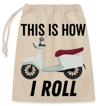 So rolle ich Moped - Verschließbarer Geschenkbeutel aus Baumwolle (25x30cm) - Natur - Vorne