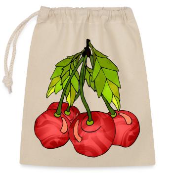 Cherries - Closable cotton gift bag (25x30cm) - nature - Front