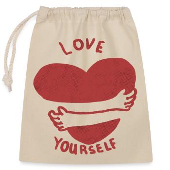 love yourself - self love. heart hugs - Closable cotton gift bag (25x30cm) - nature - Front