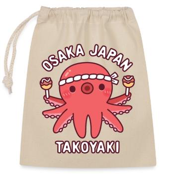 Cute Octopus Osaka Japan Takoyaki Food - Closable cotton gift bag (25x30cm) - nature - Front