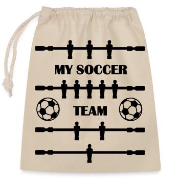 Baby-foot mon équipe de football - Sac cadeau en coton avec cordon (25 x 30 cm) - nature - Devant