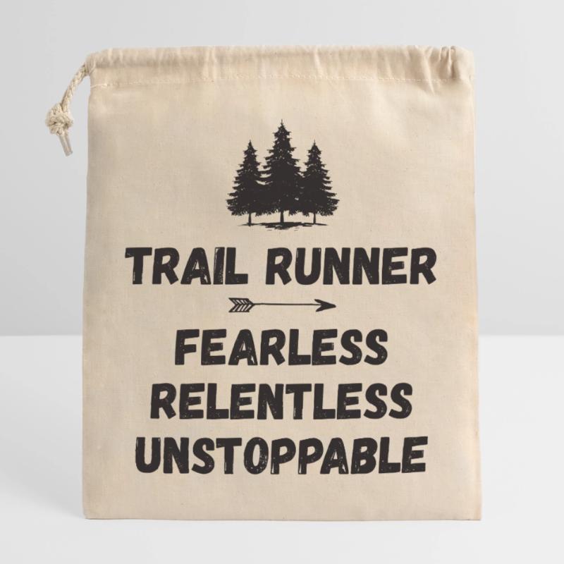 Trail Runner - Intrépide. Implacable. Imparable. Sac cadeau en coton avec cordon (25 x 30 cm)