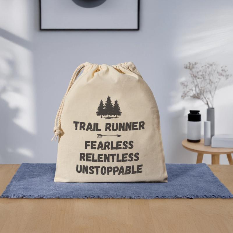 Trail Runner - Intrépide. Implacable. Imparable. Sac cadeau en coton avec cordon (25 x 30 cm)