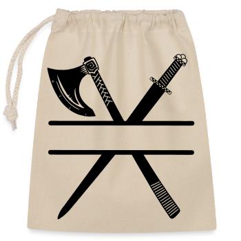 Viking axe sword - Closable cotton gift bag (25x30cm) - nature - Front