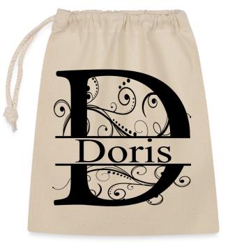Monogram with the name Doris - Closable cotton gift bag (25x30cm) - nature - Front