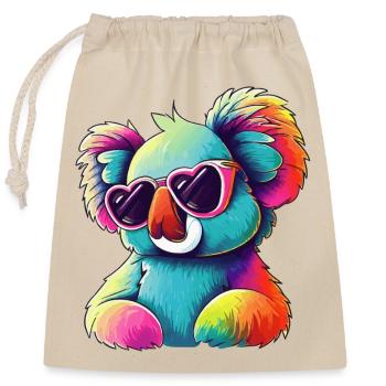 Bunter Retro Koalabär Koala Bär Sonnenbrille - Verschließbarer Geschenkbeutel aus Baumwolle (25x30cm) - Natur - Vorne