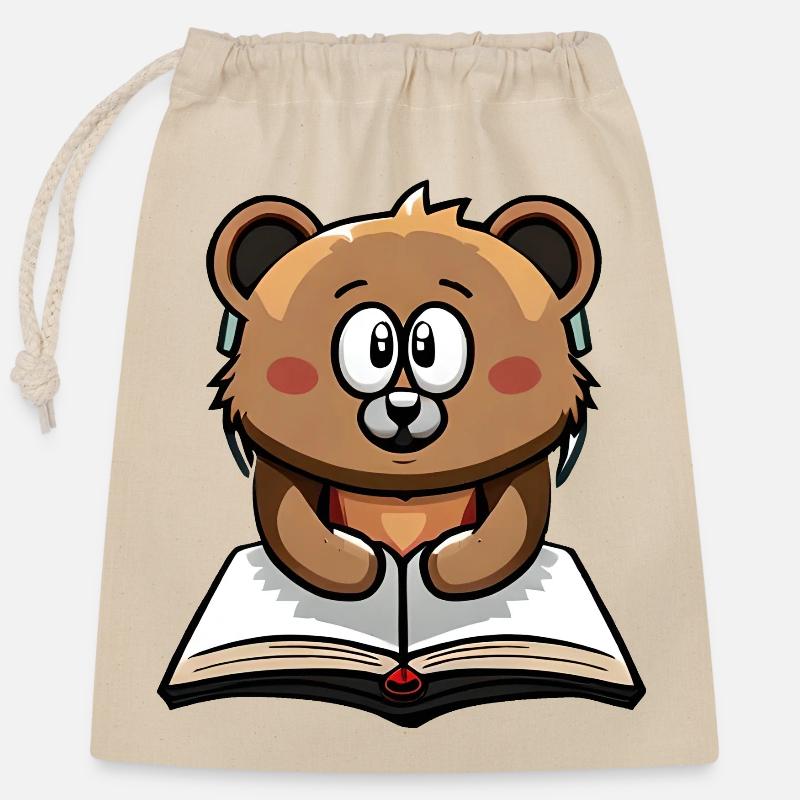 Alex the Bear - Verschließbarer Geschenkbeutel aus Baumwolle (25x30cm) - Natur