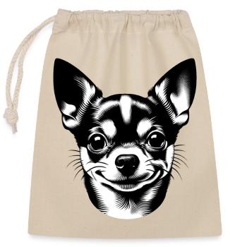 Grinning Dog Little Loyal Friend - Closable cotton gift bag (25x30cm) - nature - Front