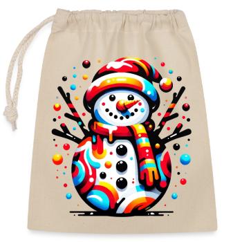 Funky Snowman - Verschließbarer Geschenkbeutel aus Baumwolle (25x30cm) - Natur - Vorne
