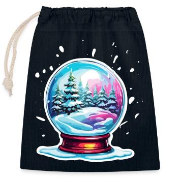 Schneekugel / Winterzauber / Schnee / Souvenir - Verschließbarer Geschenkbeutel aus Baumwolle (25x30cm) - Navy - Vorne