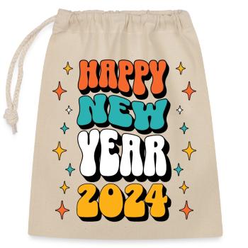 Happy New Year 2024 New Year's Eve New Year Party Celebration - Closable cotton gift bag (25x30cm) - nature - Front