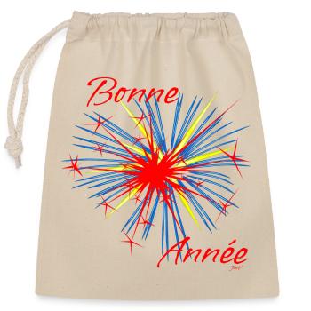 Bonne année - Sac cadeau en coton avec cordon (25 x 30 cm) - nature - Devant