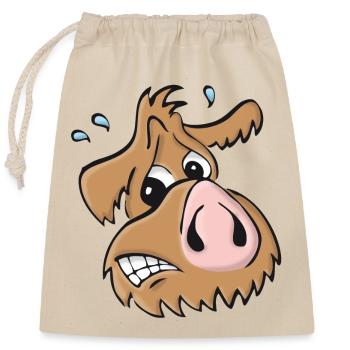 Pig dog - oops - Closable cotton gift bag (25x30cm) - nature - Front