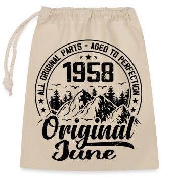 1958 juin Original : 66 Ans cadeau Anniversaire - Sac cadeau en coton avec cordon (25 x 30 cm) - nature - Devant