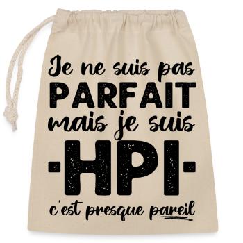 Je suis HPI Haut Potentiel Intellectuel cadeau - Sac cadeau en coton avec cordon (25 x 30 cm) - nature - Devant