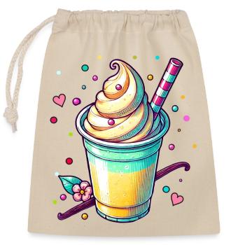 Verführerische Vanillträume:Vanille Milchshake - Verschließbarer Geschenkbeutel aus Baumwolle (25x30cm) - Natur - Vorne