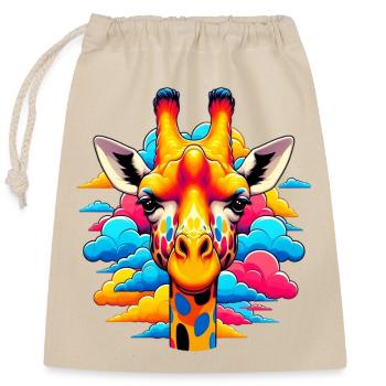Giraffe with head in cloud clouds - Closable cotton gift bag (25x30cm) - nature - Front