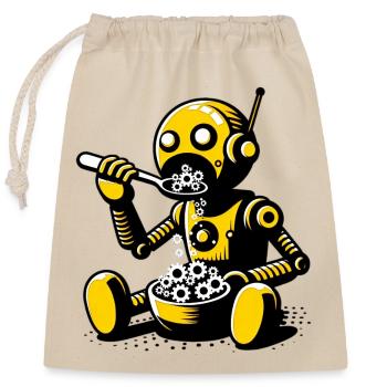 Außerirdischer außerirdischer Roboter - Verschließbarer Geschenkbeutel aus Baumwolle (25x30cm) - Natur - Vorne