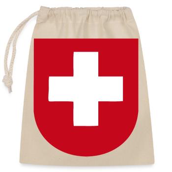 Schweizer Wappen: Stolz und Tradition - Verschließbarer Geschenkbeutel aus Baumwolle (25x30cm) - Natur - Vorne